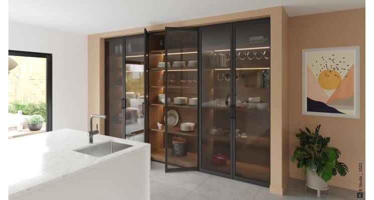 Cloison vitrée séparant salle de bain et dressing